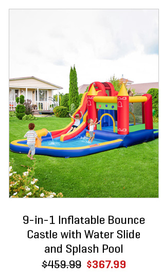 9-in-1 Inflatable Bounce Castle with Water Slide and Splash Pool