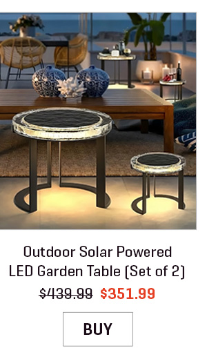 Outdoor Solar Powered LED Garden Table (Set of 2)