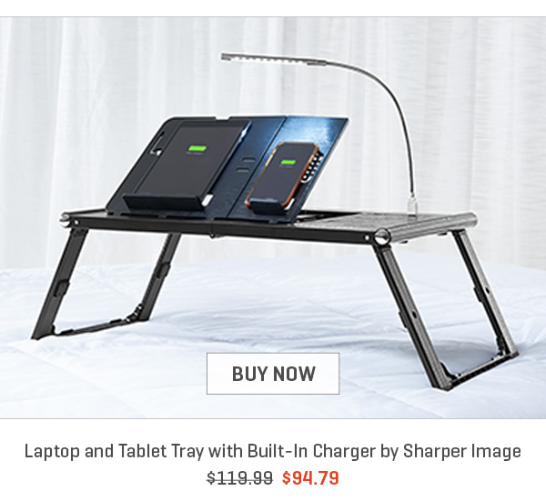 Laptop and Tablet Tray with Built-In Charger by Sharper Image