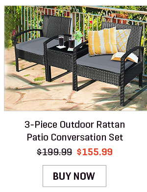 3-Piece Outdoor Rattan Patio Conversation Set