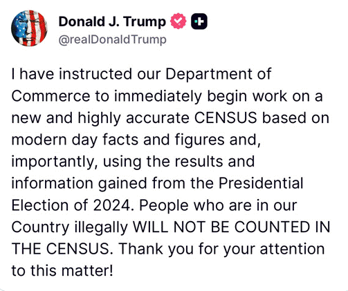 Donald J. Trump Posts From His Truth Social - New and Highly accurate CENSUS