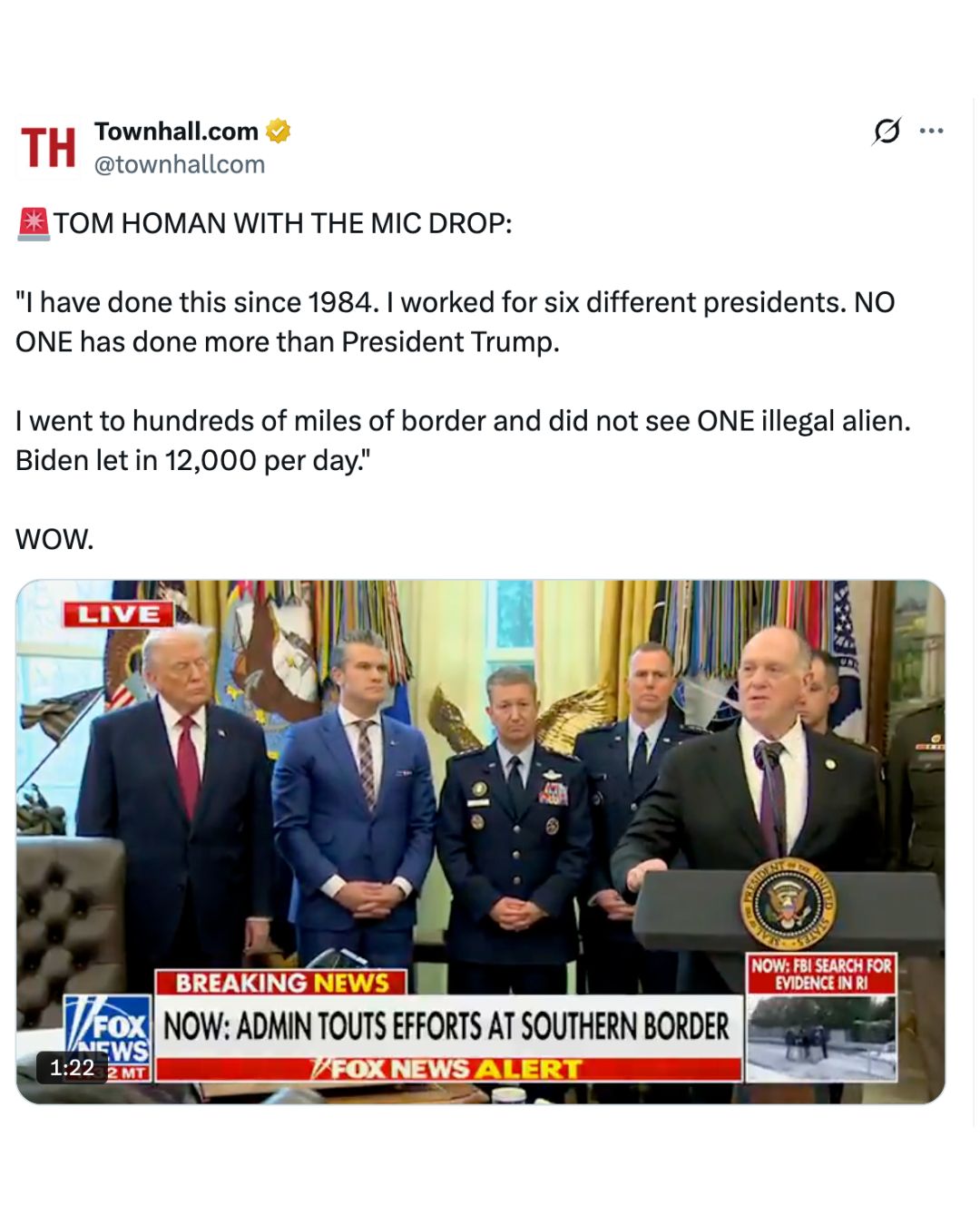 Townhall.com - Tom Homan with the mic drop