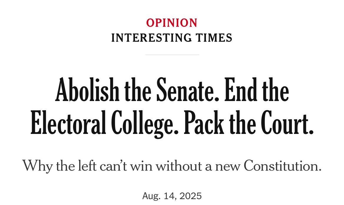 Opinion Interesting Times - Abolish the Senate. End the Electoral College. Pack the Court - Why the left Can't win without a new Constitution.