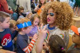 A man leading ''Drag Queen Story Hour''