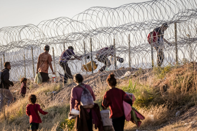 Illegals breaching the border fences