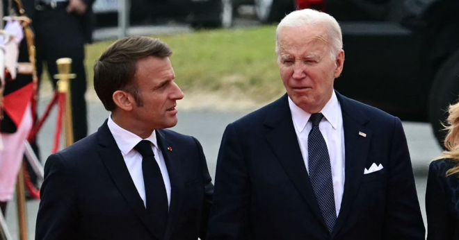 Joe Biden and French President Emmanuel Macron