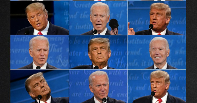 Trump and Joe Biden on the debate stage