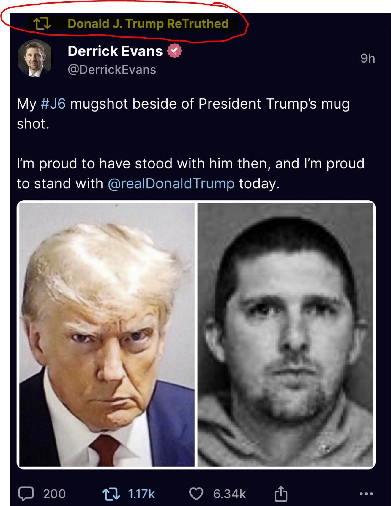 President Trump and Derrick Evans' mug shots