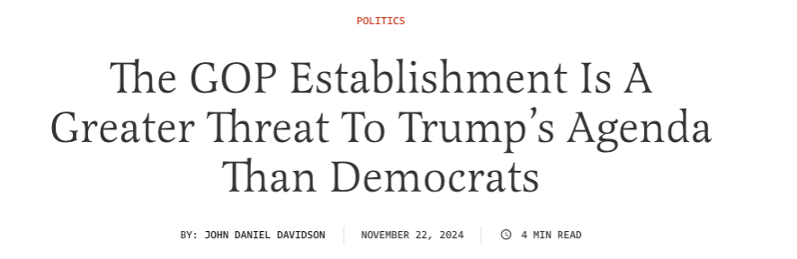 The GOP establishment is a greater threat to Trump's Agenda than Democrats