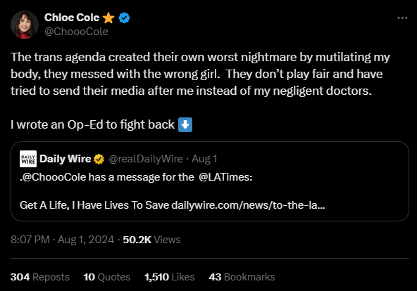 ICYMI Chloe Cole Fights Back