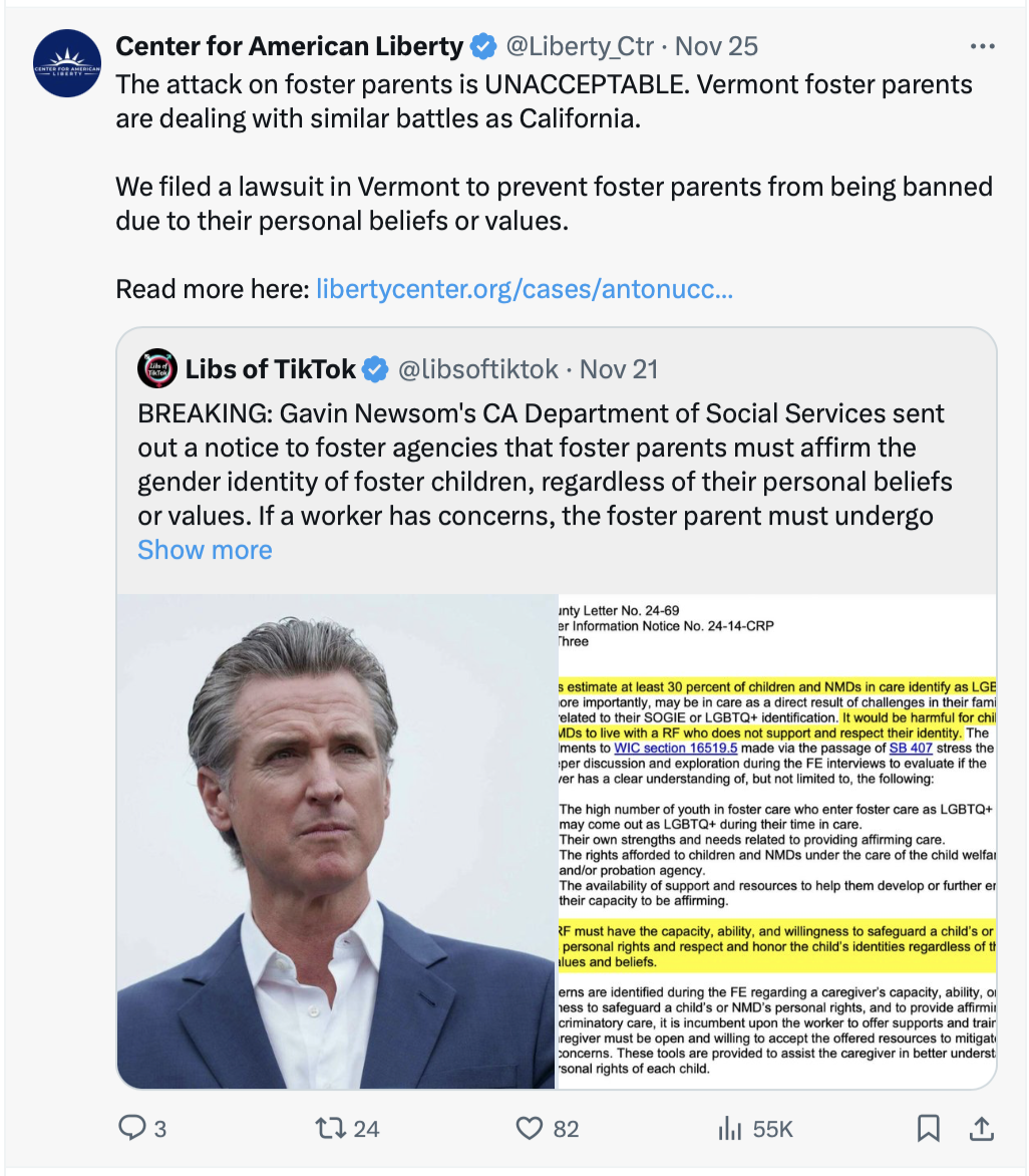 Center for American Liberty is battling Gavin Newsom to protect foster families 